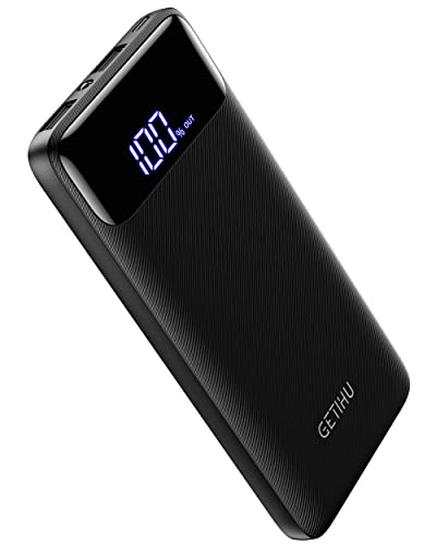 GETIHU Power Bank, 3A High Speed 10000mAh LED Display USB C Portable...