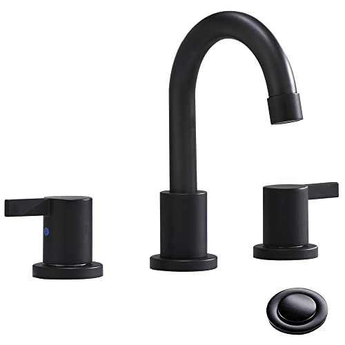 3-Hole Low-Arch 2-Handle Widespread Bathroom Faucets with Valve and...