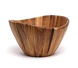 Lipper International Acacia Wave Serving Bowl for Fruits or Salads,...