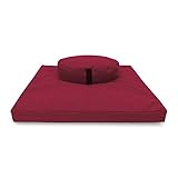 Bean Products Zafu & Zabuton Meditation Cushion, Oval, Cotton Burgundy...