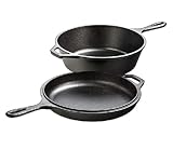 Lodge Pre-Seasoned 2-in-1 Cast Iron Combo Cooker - 3.2 Quart Deep Pot...