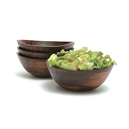 Lipper International Cherry Finished Wavy Rim Serving Bowls for Fruits...