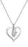 Sterling Silver Diamond 3 Stone Heart Pendant Necklace (1/4 cttw), 18'