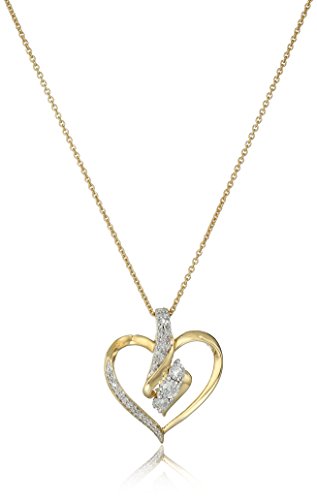 Sterling Silver Diamond 3 Stone Heart Pendant Necklace (1/4 cttw), 18'