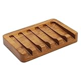 Soap Dish with Slanted Waterfall Design by HTB, Bar Soap Holder Teak...