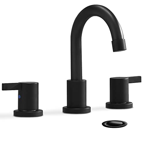 3-Hole Low-Arch 2-Handle Widespread Bathroom Faucets with Valve and...