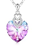 PLATO H 3 Heart Crystal Necklace for Women Gifts for her Pendant...