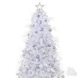 KI Store 6ft White Christmas Tree with Ornaments and Lights Remote and...
