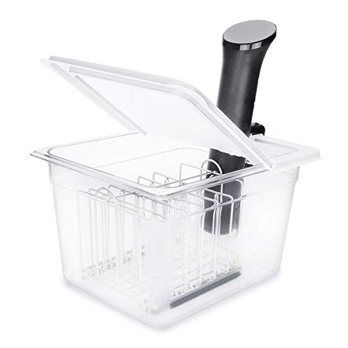 EVERIE Sous Vide Container 12 Qt with Collapsible Hinged Lid and Rack,...