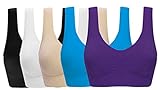 ohlyah Women's Seamless Wire-Free Bra with Removable Pads Pack of 5 L