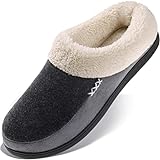 Men's Slippers Fuzzy House Shoes Memory Foam Slip On Clog Plush Wool...