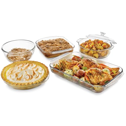 Libbey Baker's Basics 5-Piece Glass Casserole Baking Dish Set with 1...