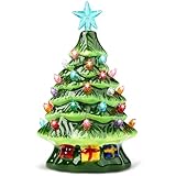 Joiedomi 7' Ceramic Christmas Tree with Gift Box, Mini Prelit Tabletop...