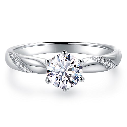 Stunning Flame 0.75ct Solitaire Engagement Ring White Gold Plated...