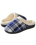 Latuza Men's Christmas Plaid Slippers Supportive Bedroom Shoes S Blue