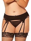 Seven Til Midnight Women's Double Up Mesh Garter Belt, Black,...