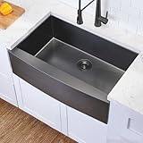 Hotis Black Farmhouse Sink, 33 Inch Farm Sink, Apron-Front 304...