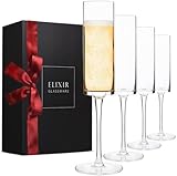 ELIXIR GLASSWARE Champagne Flutes, Edge Champagne Glass Set of 4 -...