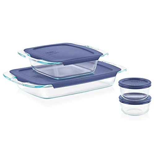 Pyrex Easy Grab 8-Piece Glass Baking Dish Set with Lids, Glass Food...