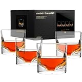 LIITON Grand Canyon Crystal Bourbon Whiskey Glasses Gift Set of 4,...