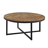 Emerald Home Denton Antique Pine Coffee Table with Round, Pieced Top...