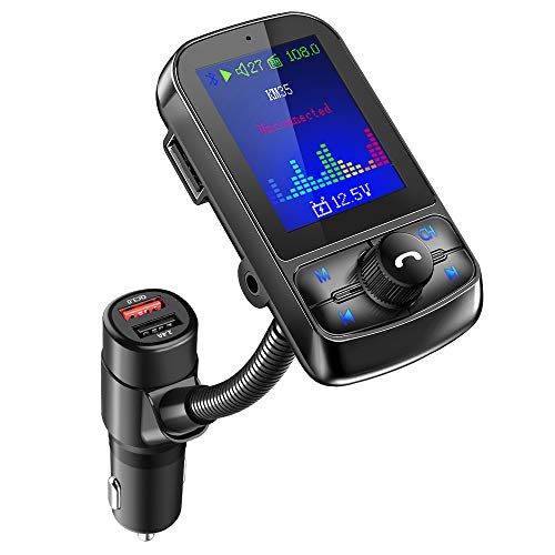 Nulaxy Bluetooth FM Transmitter for Car, Big Color Screen with QC3.0,...