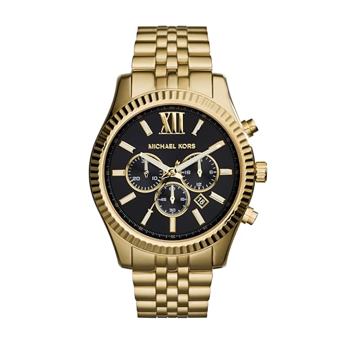 Michael Kors Lexington Chronograph Gold-Tone Stainless Steel Men's...