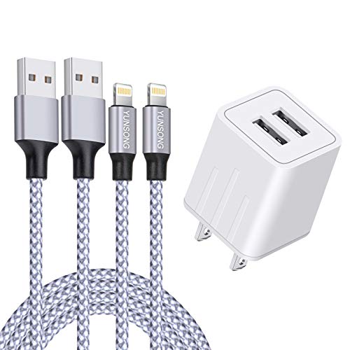 iPhone Charger, YUNSONG Nylon Braided Lightning Cable 2Pack 6ft Data...