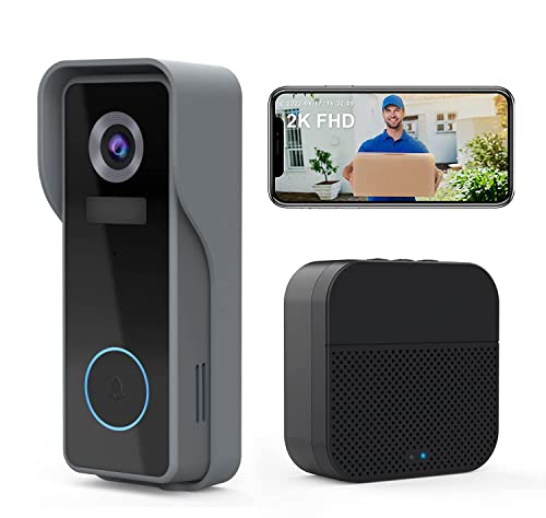 ZUMIMALL Doorbell Camera Wireless 2K FHD, Video Doorbell with Chime, 2...