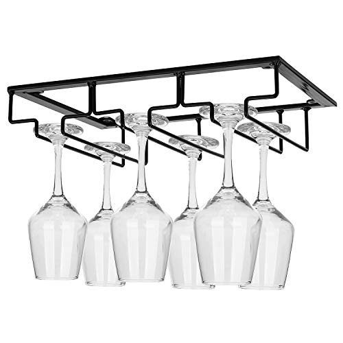 DEFWAY Wine Glass Rack - Under Cabinet Stemware Wine Glass Holder...