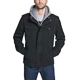 Levi's Men's Washed Cotton Hooded Military Jacket, Black, X-Small