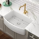 White Farmhouse Sink - Lordear 30 inch White Kitchen Sink Fireclay...