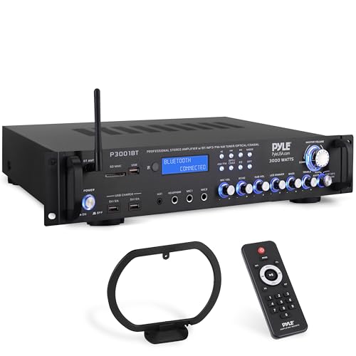 Pyle Multi-Channel Bluetooth Power Amplifier - 3000 Watt Audio Rack...