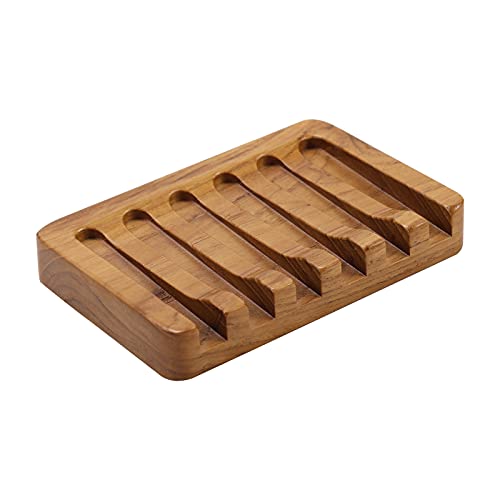 Soap Dish with Slanted Waterfall Design by HTB, Bar Soap Holder Teak...