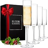 ELIXIR GLASSWARE Champagne Flutes, Edge Champagne Glass Set of 4 -...