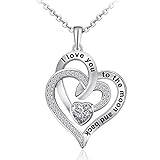 Distance Heart Necklace for Women 925 Sterling Sliver Birthstone Heart...