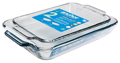 Anchor Hocking Glass Baking Dishes for Oven, 2 Piece Set (2 Qt & 3 Qt...