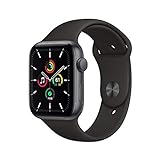 Apple Watch SE GPS, 44mm Space Gray Aluminum Case with Black Sport...