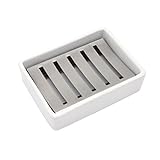 Ceramic Soap Dish Stainless Steel Soap Holder for Bathroom and Shower...