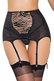 Women's High Waisted Lace Garter Belt w/G-String for Thigh High...