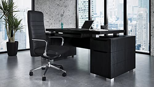 Zuri Furniture 79' Modern Ford Executive Desk with Filing Cabinets -...