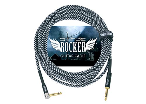 STAGE ROCKER IC004-TX-18-18 Ft Guitar Cable, Right Angle 1/4-Inch TS...