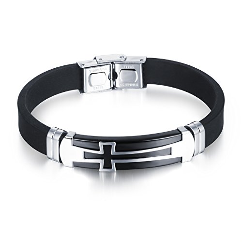 M.JVisun Men's Cross Bracelet Silicone Sport Wristband Confirmation...