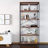 Modrine 5 Shelf Bookcase, Tall Bookshelf Industrial Style Bookshelves...