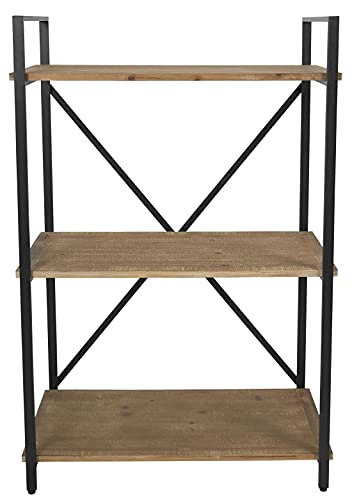 Industrial Small Bookshelf Bookcase Solid Wood 3 Tier Storage Rack...