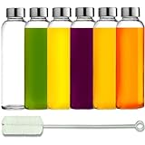 Brieftons Glass Water Bottles With Caps: Clear, 6 Pack, 18 Oz,...
