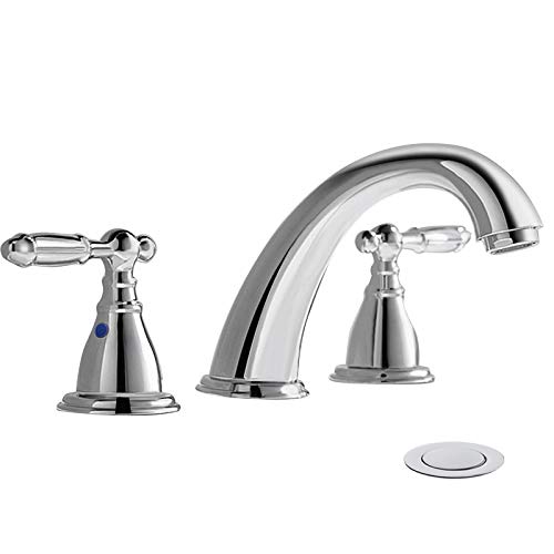 Phiestina Chrome 8 Inch 3 Hole Widespread Bathroom Faucet with Metal...