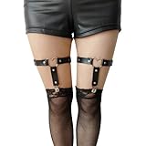 Women Girl Leather Garters Sexy Heart Leg Garter Belt Kawaii Punk Rock...
