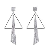 SILVERAL Silver Earrings for Women Crystal Triangle Irregular Geometry...