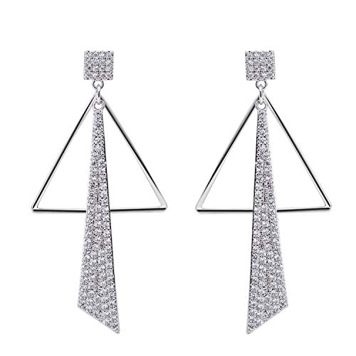 SILVERAL Silver Earrings for Women Crystal Triangle Irregular Geometry...